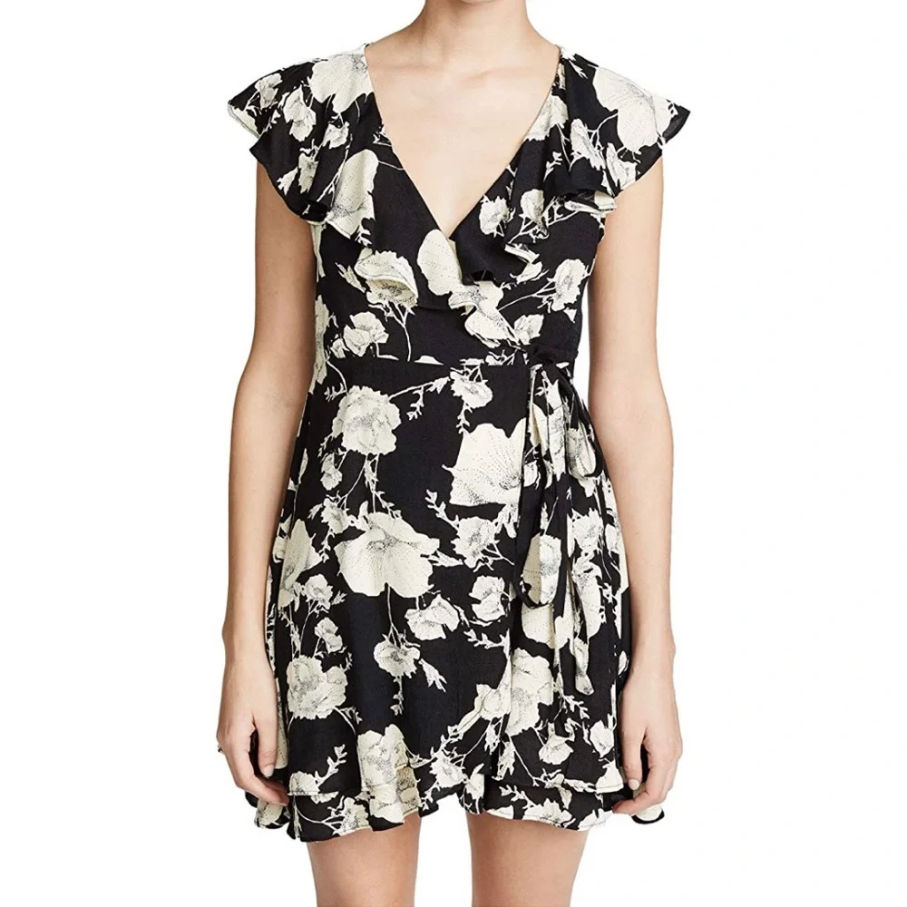 Free People French Quarter Mini Floral Wrap Dress - Picture 1 of 5